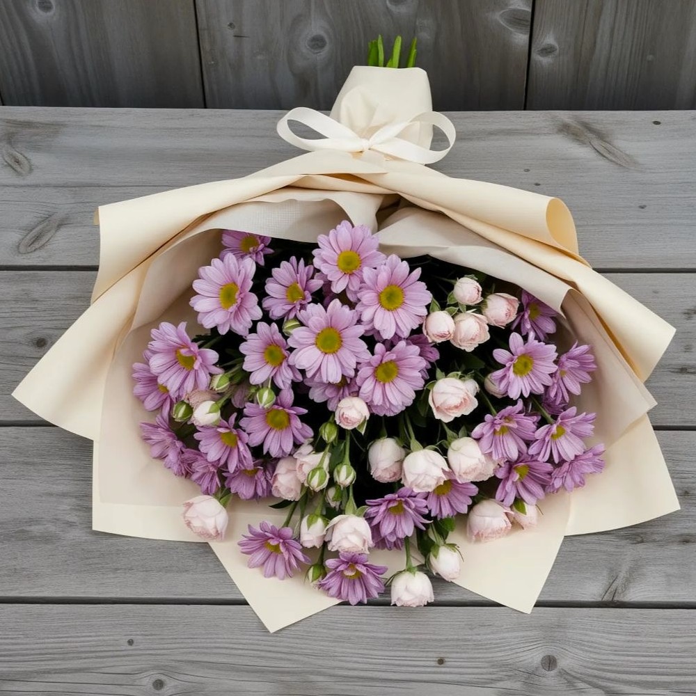 Букет цветов из: Розы и Хризантемы в Семеновское