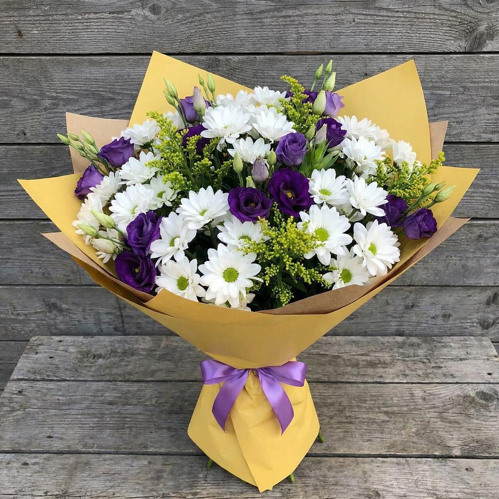 Букет цветов из: Ирисы, Хризантемы и Ромашки в Семеновское