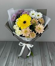 Букет цветов из:  Розы, Герберы и Хризантемы в Семеновское