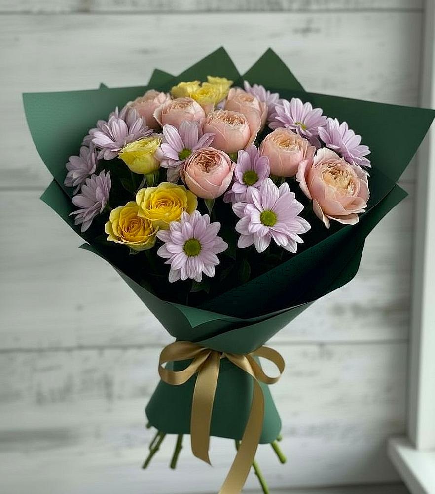 Букет цветов из: Хризантемы и Розы в Семеновское