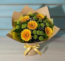 Букет цветов из:  Герберы и Хризантемы в Семеновское