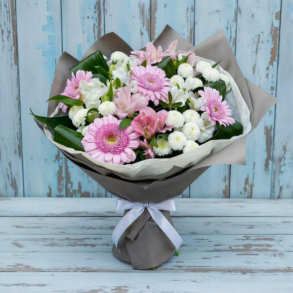 Букет цветов из: Герберы, Альстромерии и Хризантемы в Семеновское