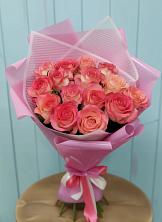 Букет 15 Розовых роз Равель в Семеновское